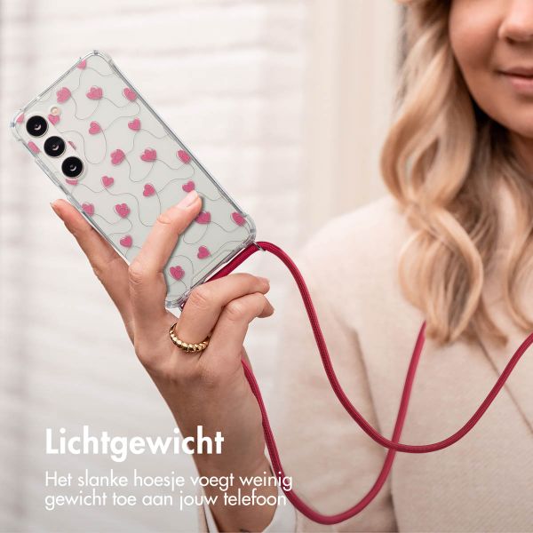 imoshion Design hoesje met koord Samsung Galaxy S23 - Dusty Rose Connected Hearts