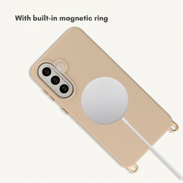 Selencia Rivièra MagSafe Case with detachable hooks Samsung Galaxy A57 (5G) - Milky Latte