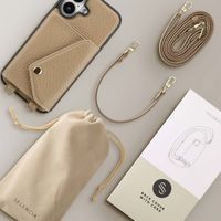 Selencia Sera Telefoonhoes met Koord en Envelop Pashouder Apple iPhone 16 - Taupe