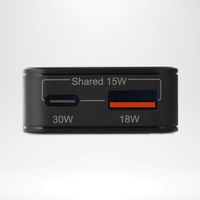 imoshion Powerbank 27.000 mAh + Accezz Ultra Slim GaN Oplader + Accezz USB-C naar USB-C kabel - 1 meter - Zwart