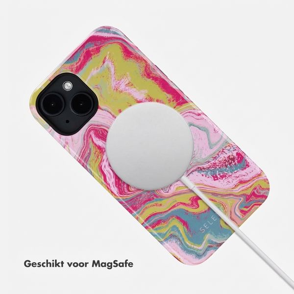 Selencia Vivid Backcover met MagSafe Apple iPhone 14 - Marble Pink