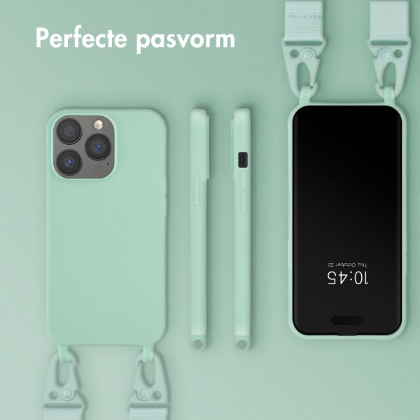 Selencia Siliconen hoesje met afneembaar koord Apple iPhone 13 Pro - Turquoise