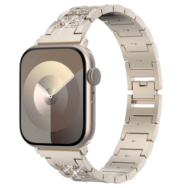 Selencia Sparkle schakelband Apple Watch Series 1 t/m 9 / SE (38/40/41 mm) | Series 10 (42 mm) - Champagne Goud