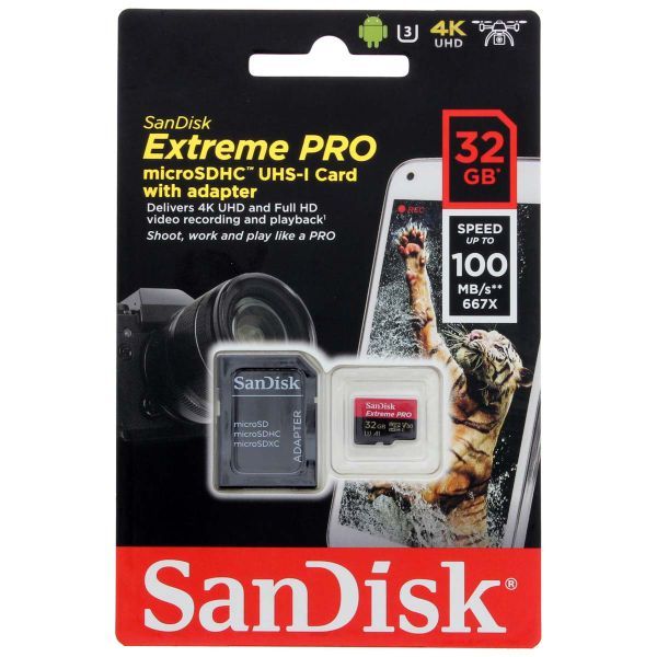 SanDisk microSD Extreme PRO - 32GB - Inclusief SD adapter en RescuePro Deluxe - UHS-I/U3/Full HD/4K UHD