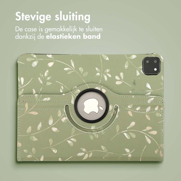 imoshion 360° Draaibare Design Bookcase Apple iPad Pro 11 (2024) M4 - Green Flowers