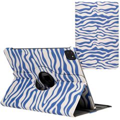 imoshion 360° Draaibare Design Bookcase iPad Pro 12.9 (2018 / 2020 / 2021 / 2022) - White Blue Stripes