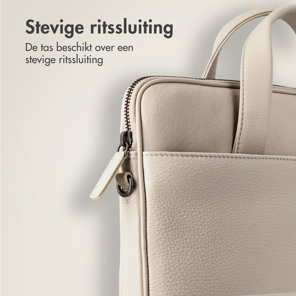 Accezz Leather Laptoptas 16 inch - Beige