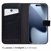 Selencia Echt Leren Bookcase Apple iPhone 17 Pro - Zwart