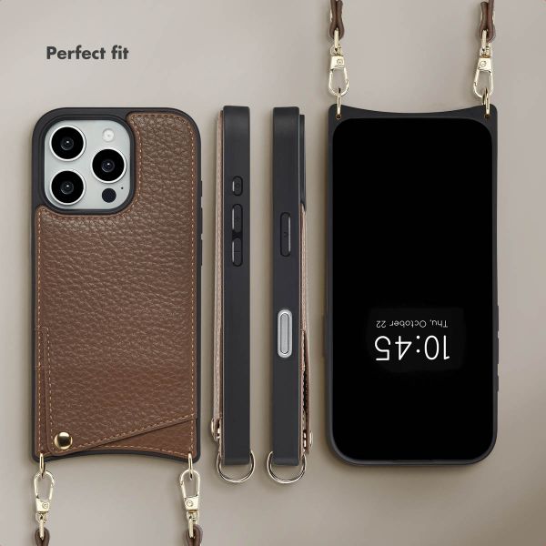 Selencia Nova Phone Case with Cord and Card Holder Apple iPhone 16 Pro - Mocha Brown