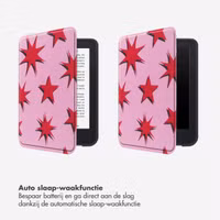 Selencia Vivid Bookcase Kobo Clara Colour / Clara BW - Stars Rubine Red Light Pink