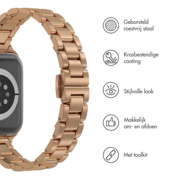 Selencia Slim Steel schakelbandje Apple Watch Series 1 t/m 9 / SE (38/40/41 mm) | Series 10 / 11 (42 mm) - Rosé Goud