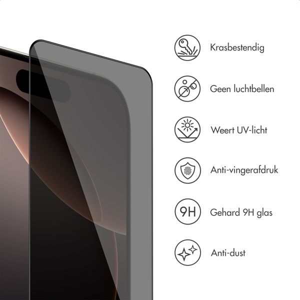 Accezz Gehard Glas Privacy Screenprotector + Applicator Apple iPhone 16 Pro Max