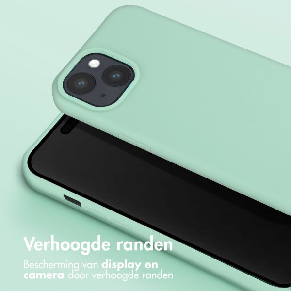 Selencia Siliconen hoesje met afneembaar koord iPhone 15 - Turquoise