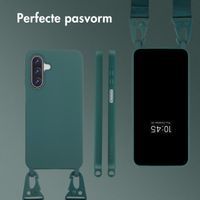 Selencia Siliconen hoesje met afneembaar koord Samsung Galaxy A17 - Donkergroen