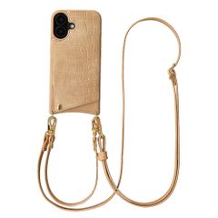 Selencia Nova Croco Phone Case with Cord and Card Holder Apple iPhone 17 - Toasted Almond