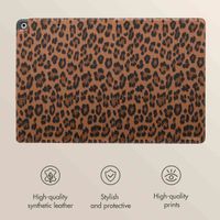 Selencia Sabi Bookcase with Leopard Print Apple iPad 9 (2021) 10.2 inch / iPad 8 (2020) 10.2 inch / iPad 7 (2019) 10.2 inch - Mocha Brown
