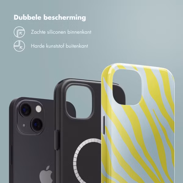 Selencia Vivid Backcover met MagSafe Apple iPhone 13 - Zebra Winter Sky Titanium Yellow