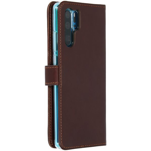 Selencia Echt Leren Bookcase Huawei P30 Pro - Bruin