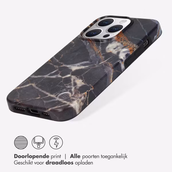 Selencia Aurora Fashion Backcover Apple iPhone 15 Pro - Duurzaam hoesje - 100% gerecycled - Zwart Marmer