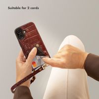 Selencia Nova Croco Phone Case with Cord and Card Holder Apple iPhone 17 Pro - Burgundy