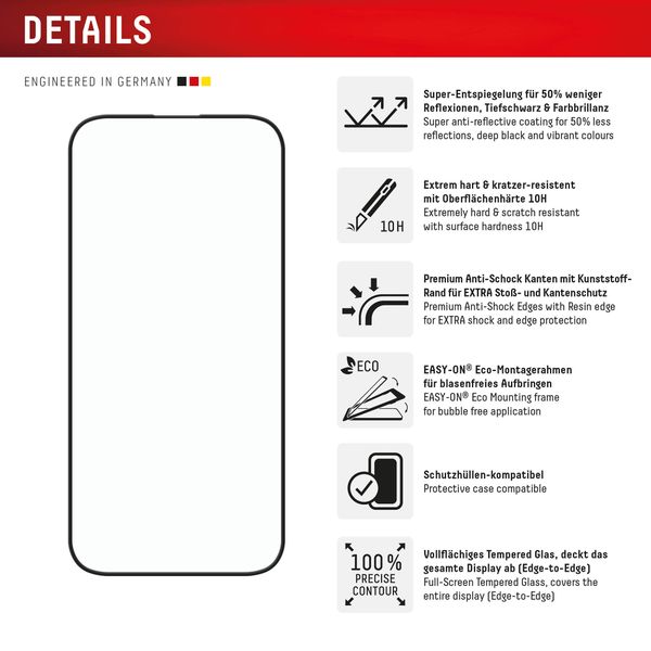 Displex Screenprotector Real Glass Full Cover Apple iPhone 16 Pro Max