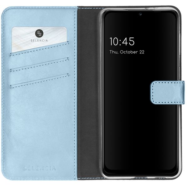 Selencia Echt Lederen Bookcase Samsung Galaxy A22 (5G) - Lichtblauw