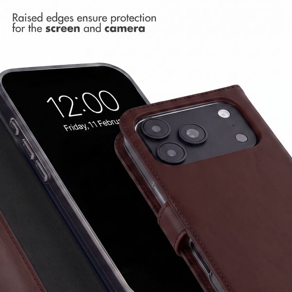 Selencia Genuine Leather Book Case Apple iPhone 18 Pro / 17 Pro - Brown
