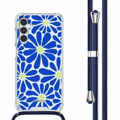 imoshion Design hoesje met koord Samsung Galaxy A15 (5G/4G) - Cobalt Blue Flowers Connect