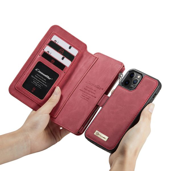 CaseMe Luxe 2 in 1 Portemonnee Bookcase iPhone 12 Pro Max - Rood