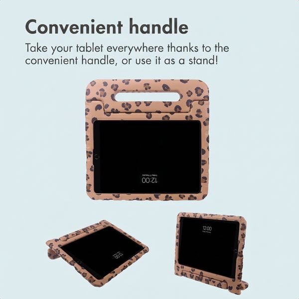 imoshion Kidsproof Design Back Cover with Handle Apple iPad 9 (2021) 10.2 inch / iPad 8 (2020) 10.2 inch / iPad 7 (2019) 10.2 inch - Leopard Print