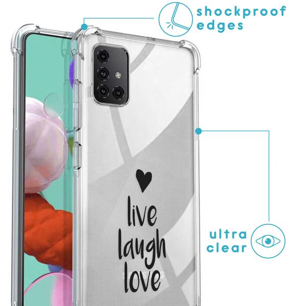 imoshion Design hoesje met koord Samsung Galaxy A51 - Live Laugh Love - Zwart