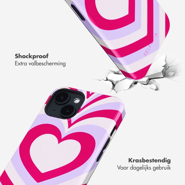 Selencia Vivid Backcover met MagSafe Apple iPhone 14 - Double Hearts Rubine Red Lilac