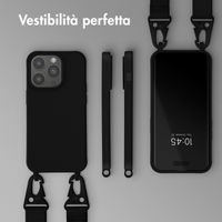 Selencia Siliconen hoesje met afneembaar koord Apple iPhone 14 Pro - Zwart