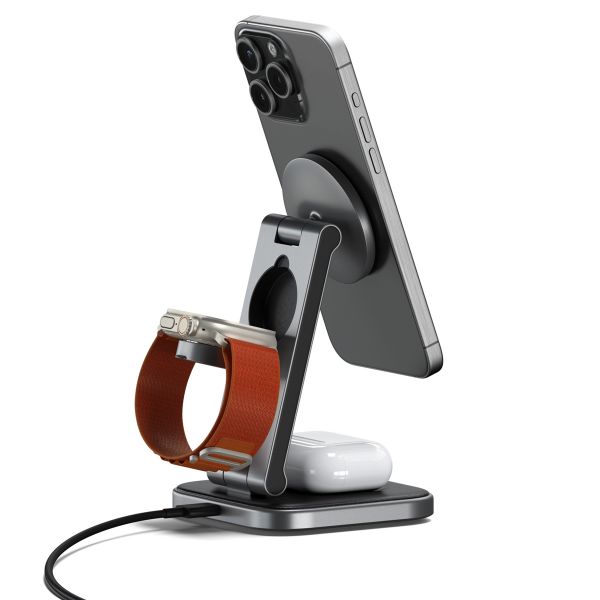 Satechi 3-in-1 Foldable Qi2 Charging Stand | Opvouwbare draadloze oplader - Geschikt voor MagSafe en Qi2 