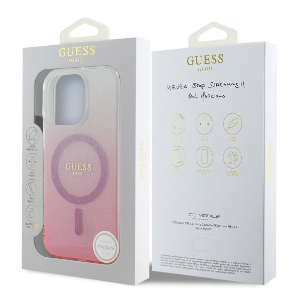 Guess MagSafe IML Glitter Gradient Case Apple iPhone 16 Pro - Pink