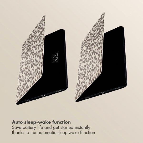 Selencia Sabi Bookcase with Leopard Print Samsung Galaxy Tab S11 - Soft Ivory