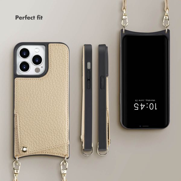 Selencia Nova Phone Case with Cord and Card Holder Apple iPhone 14 Pro - Beige