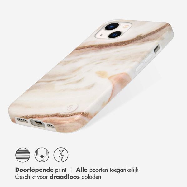 Selencia Aurora Fashion Backcover iPhone 13 - Duurzaam hoesje - 100% gerecycled - Wit Marmer