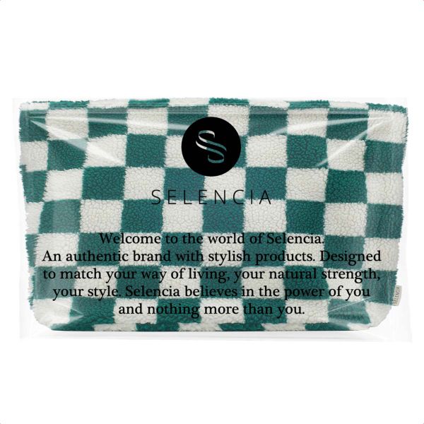 Selencia Zaya Tote Bag - Teddy Laptoptas 16 inch - Checkered Green