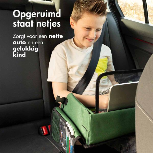 imoshion Reistafel - tablethouder auto - 7 opbergvakken - inclusief 2 kleurplaten - Groen