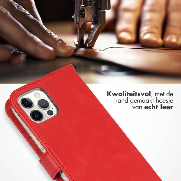 Selencia Echt Leren Bookcase Apple iPhone 12 (Pro) - Rood