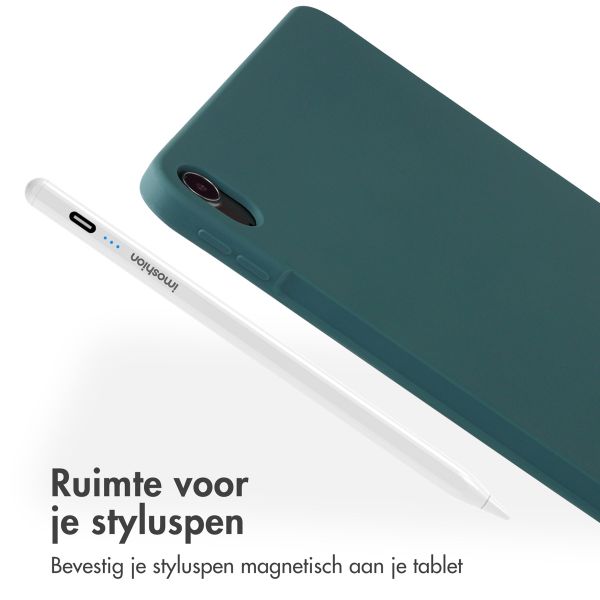 Accezz Liquid Silicone Backcover met penhouder Apple iPad Air 11 inch (2025) M3 / (2024) M2 / Air 5 (2022) / Air 4 (2020) - Donkergroen