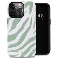 Selencia Vivid Tough Backcover Apple iPhone 13 Pro - Colorful Zebra Sage Green