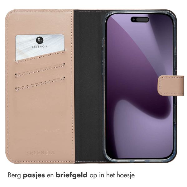 Selencia Echt Leren Bookcase Apple iPhone 17 Pro Max - Dusty Pink