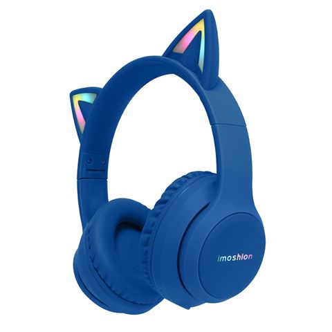 imoshion Draadloze Kinderkoptelefoon LED Light Cat Ear - Met AUX kabel - Cobalt Blue