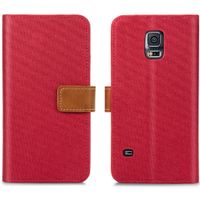 imoshion Luxe Canvas Bookcase Samsung Galaxy S5 (Plus) / Neo - Rood