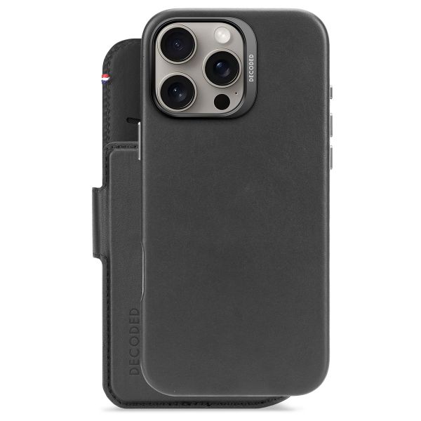 Decoded 2 in 1 Leather Detachable Wallet MagSafe Apple iPhone 16 Pro Max - Zwart