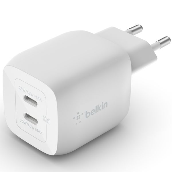 Belkin Boost↑Charge™ GaN Pro Adapter 2 poorts - USB-C - 45W - Wit