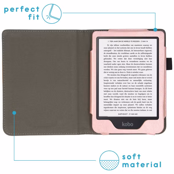 imoshion Vegan Leather Bookcase Kobo Clara 2E / Tolino Shine 4 - Rosé Goud
