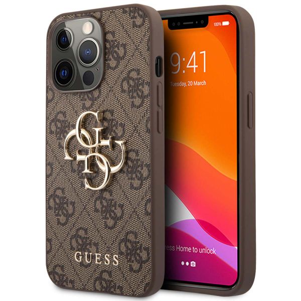 Guess 4G Metal Logo Backcover iPhone 13 Pro - Bruin